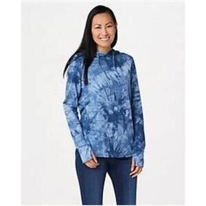 Belle by Kim Gravel TripleLuxe Chambray Blue Cotton Tie Dye Hoodie Thumb Hole 3X